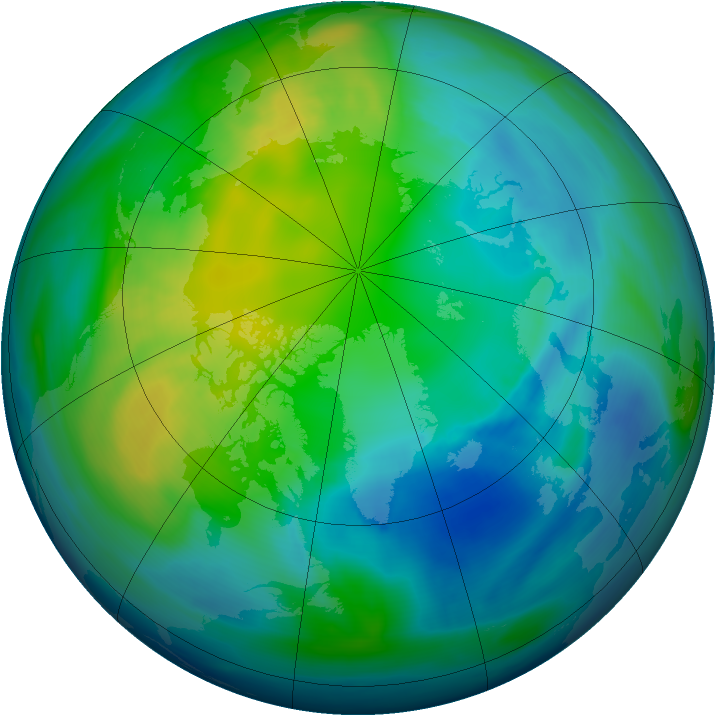 Arctic ozone map for 31 October 2006